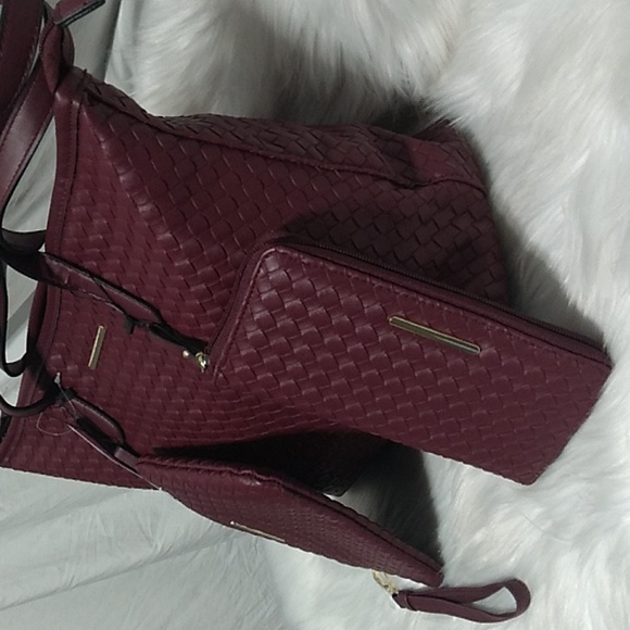 NWT Faux Woven Leather Tote Wristlet-Pouch Crossbody Zip Wal… - Picture 4 of 15